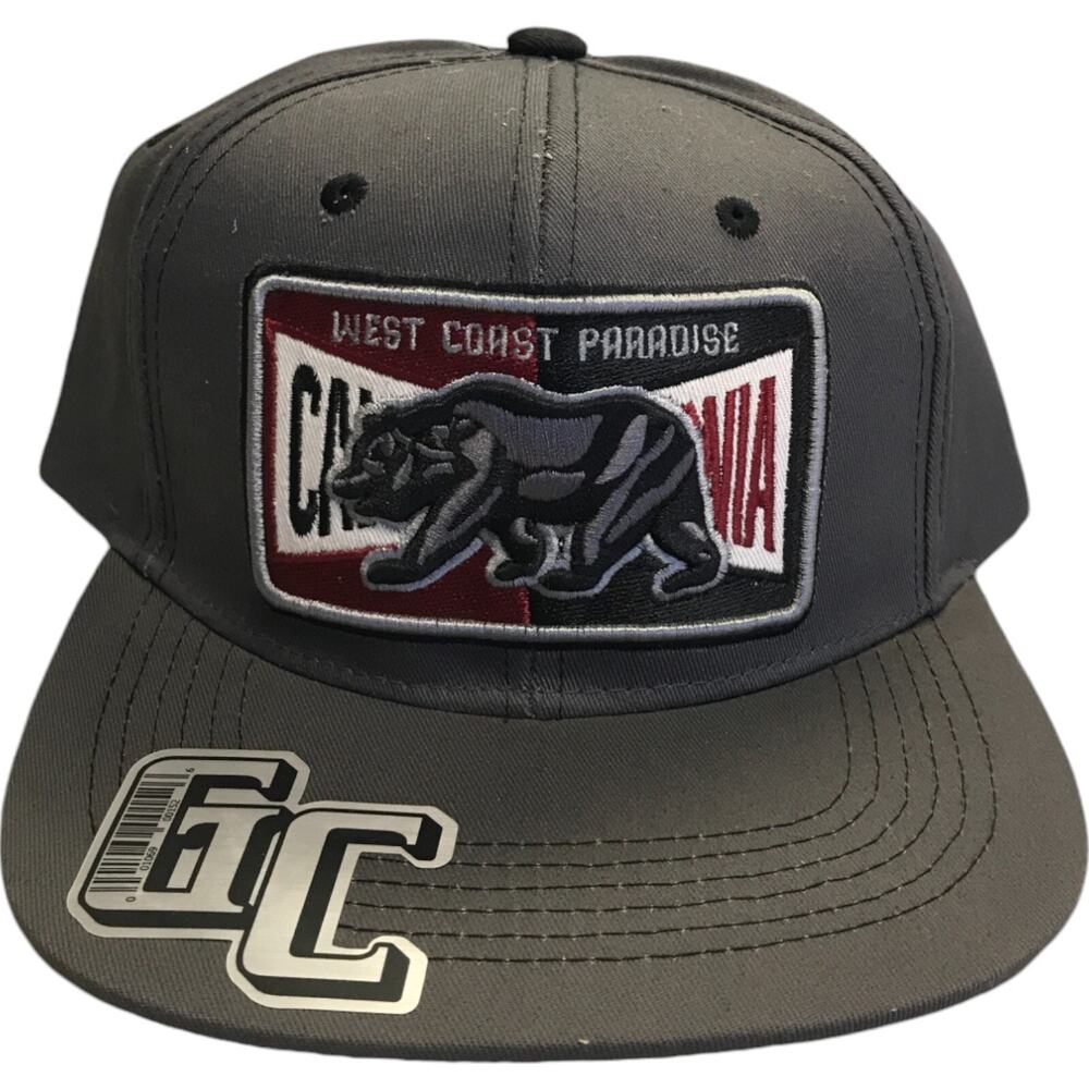 GC California West Cost Paradise Embroidered Snapback Hat Gray Adjustable